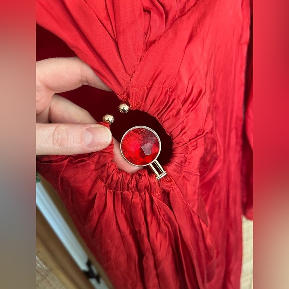 Farm Rio Red One Shoulder Maxi Cutout Dress Resortwear - Picture 9 of 15